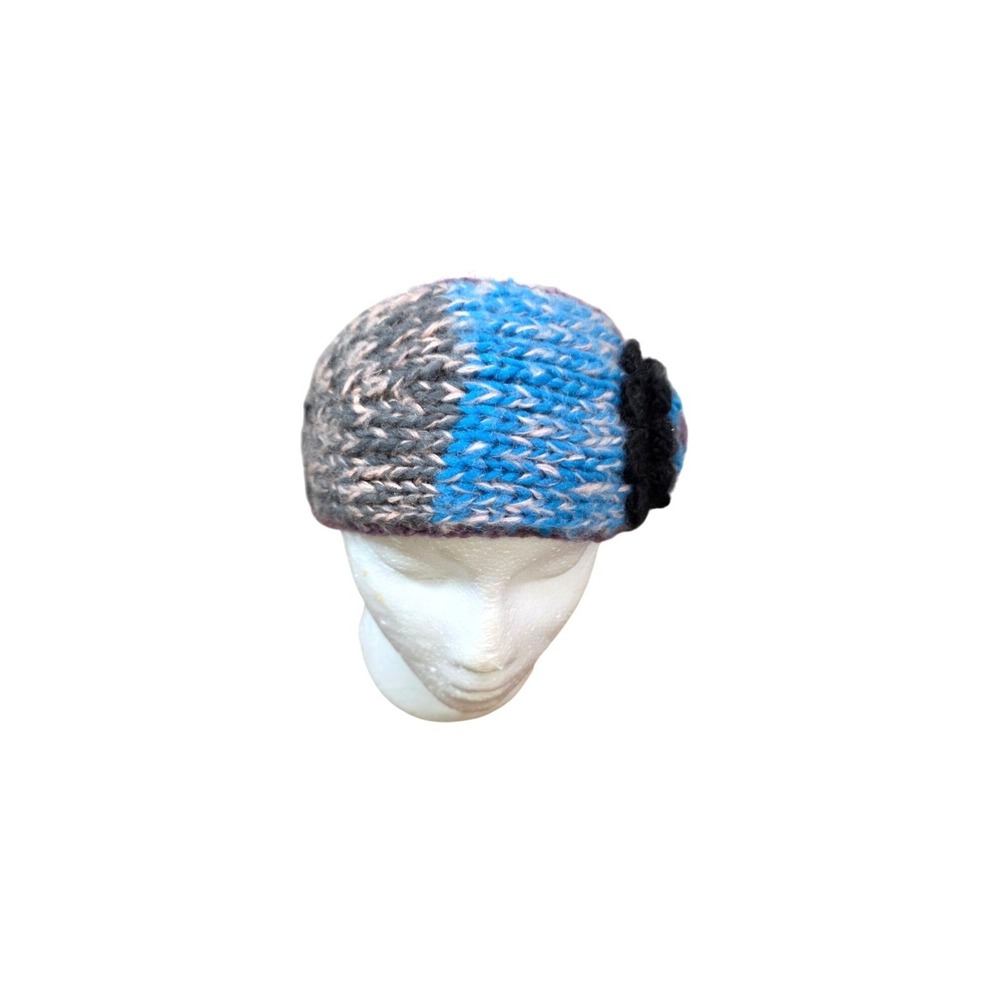 Handmade Scala Knit Ear Warmer Floral Accent One Size Soft Stretch‎ Multicolor